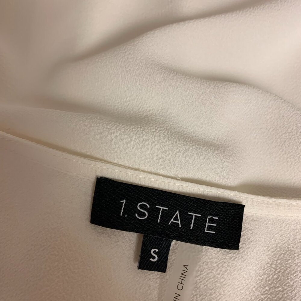 1.State Blouse White Fringe Feminine Sheer Romantic whimsical Boho Womens SZ S - Picture 4 of 9